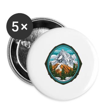 Mountains Nature Symbol - Buttons large 2.2''/56 mm (5-pack) - white - Front