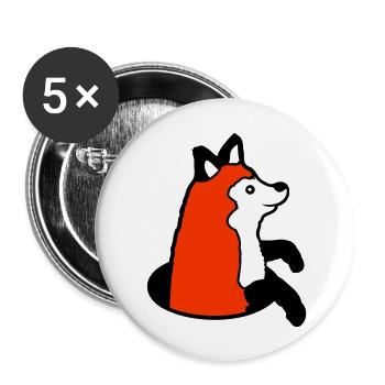 Renard Peeps Drôle Hors Du Trou De Sol Heureux Cool - Lot de 5 grands badges (56 mm) - blanc - Devant