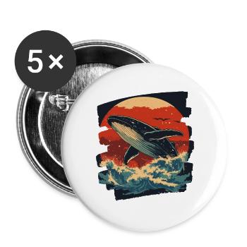 Whale - Buttons large 2.2''/56 mm (5-pack) - white - Front