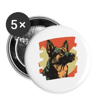 German Shepherd Retro - Buttons large 2.2''/56 mm (5-pack) - white - Front
