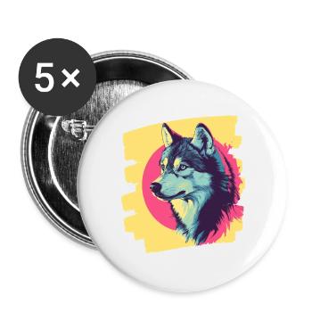 Husky - Buttons groß 56 mm (5er Pack) - Weiß - Vorne