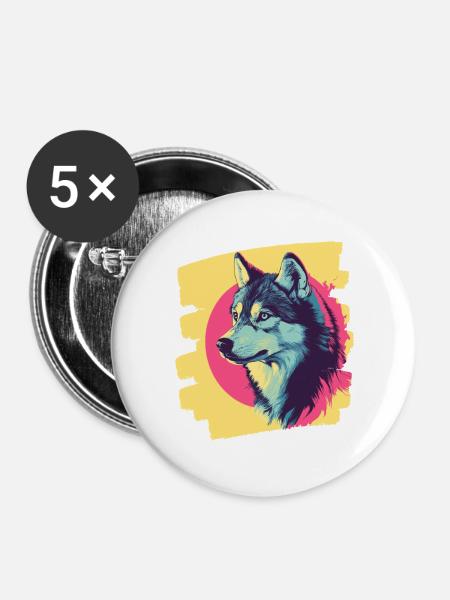 Husky - Buttons groß 56 mm (5er Pack) - Weiß