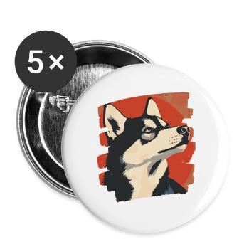 Husky - Buttons groß 56 mm (5er Pack) - Weiß - Vorne