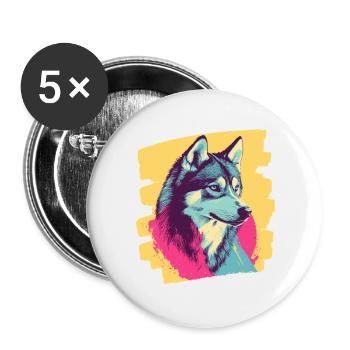 Husky - Buttons groß 56 mm (5er Pack) - Weiß - Vorne
