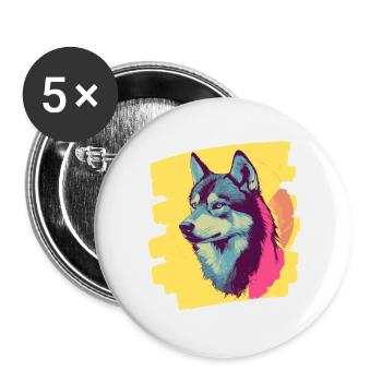 Husky - Buttons groß 56 mm (5er Pack) - Weiß - Vorne