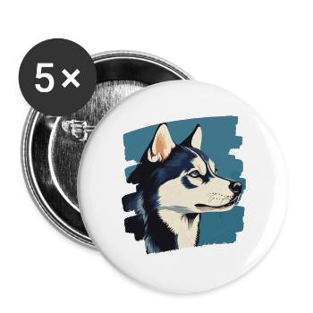 Husky - Buttons groß 56 mm (5er Pack) - Weiß - Vorne