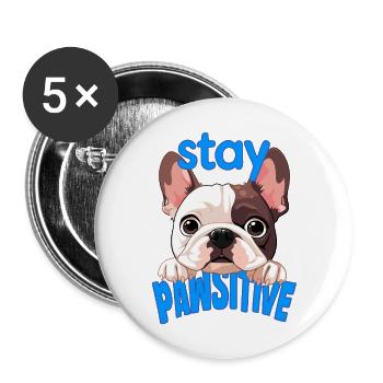 Bouledogue français Stay Pawsitive - Lot de 5 grands badges (56 mm) - blanc - Devant