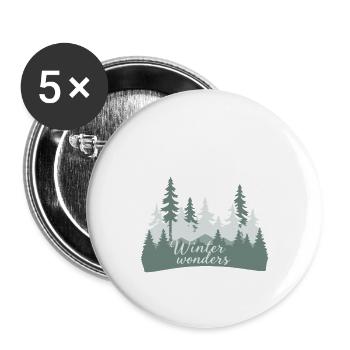 Winterwunderwald Silhouetten - Buttons groß 56 mm (5er Pack) - Weiß - Vorne
