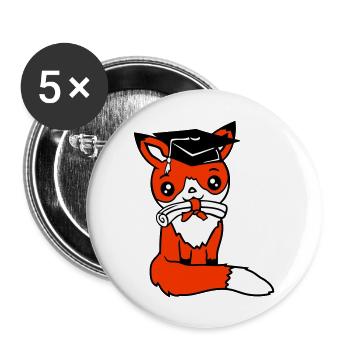 Fox High School Graduation Certificats de fin d’études Chapeau de collège - Lot de 5 grands badges (56 mm) - blanc - Devant