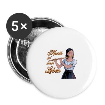 Querflöte Musik Ist Mein Leben Kunstwerk - Buttons groß 56 mm (5er Pack) - Weiß - Vorne