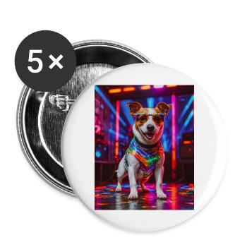 super cute dog fashion victim Jack Russel Terrier - Buttons large 2.2''/56 mm (5-pack) - white - Front