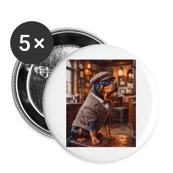 Rottweiler wearing 1920s suit cute dogs - Buttons large 2.2''/56 mm (5-pack) - white - Front
