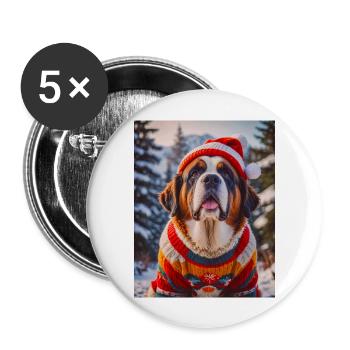 super cute dogs fashion victims Saint Bernard xmas - Buttons large 2.2''/56 mm (5-pack) - white - Front