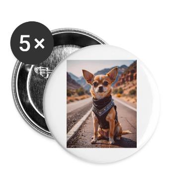super cute dogs fashion victims Chihuahua biker - Buttons large 2.2''/56 mm (5-pack) - white - Front