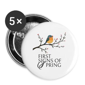 Vogel am Blütenzweig  - Buttons groß 56 mm (5er Pack) - Weiß - Vorne