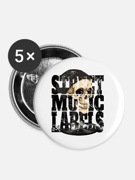Street Music - Buttons groß 56 mm (5er Pack) - Weiß