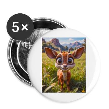 super cute african animals– Antelope - Buttons large 2.2''/56 mm (5-pack) - white - Front