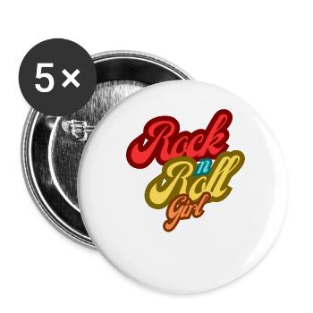 Rock n Roll Girl Retro Style 80s 90s Party - Buttons large 2.2''/56 mm (5-pack) - white - Front