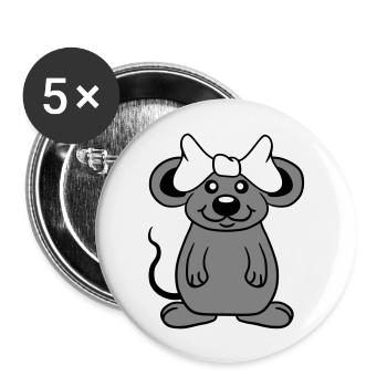Maus Frau Hübsche Schleife Girl Kleine Ratte Süße - Buttons groß 56 mm (5er Pack) - Weiß - Vorne