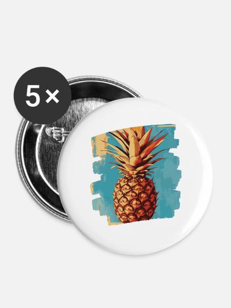 Ananas - Buttons groß 56 mm (5er Pack) - Weiß