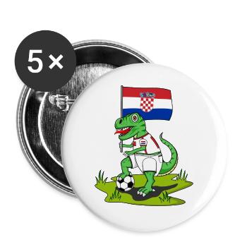 Drapeau de la Croatie Dinosaure Rex Football - Lot de 5 grands badges (56 mm) - blanc - Devant