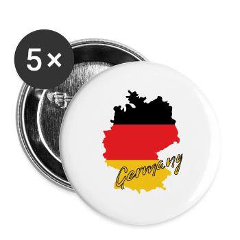 Flagge Deutschlands, deutscher Stolz - Buttons groß 56 mm (5er Pack) - Weiß - Vorne