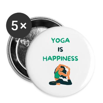 Yoga is happiness - Buttons groß 56 mm (5er Pack) - Weiß - Vorne