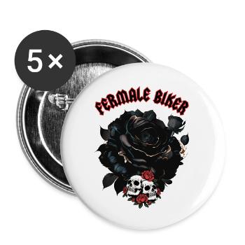 Motards Fermale - Lot de 5 grands badges (56 mm) - blanc - Devant