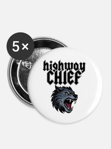 Highway Chief - Buttons groß 56 mm (5er Pack) - Weiß