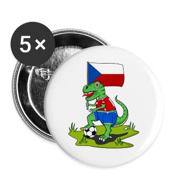 Tschechien Flagge Dinosaurier Rex Fußball  - Buttons groß 56 mm (5er Pack) - Weiß - Vorne