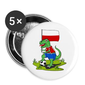 Poland Flag Dinosaur Rex Football - Buttons large 2.2''/56 mm (5-pack) - white - Front