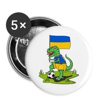 Ukraine Flag Dinosaur Rex Football - Buttons large 2.2''/56 mm (5-pack) - white - Front
