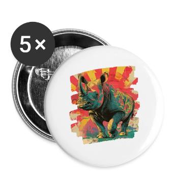 Rhinocéros - Lot de 5 grands badges (56 mm) - blanc - Devant