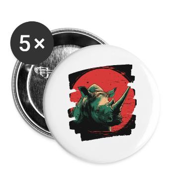 Rhinocéros - Lot de 5 grands badges (56 mm) - blanc - Devant