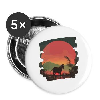 Esel - Buttons groß 56 mm (5er Pack) - Weiß - Vorne