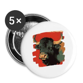 Buffle - Lot de 5 grands badges (56 mm) - blanc - Devant