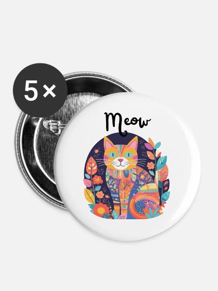 Colorful Cat Patchwork Anthology - Buttons large 2.2''/56 mm (5-pack) - white