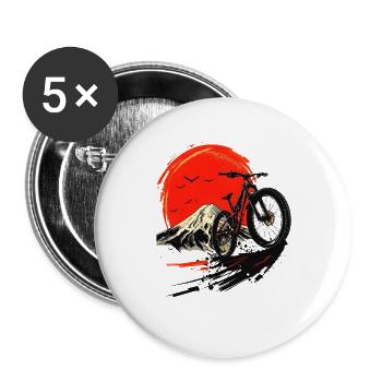 Mountainbiken - Buttons groß 56 mm (5er Pack) - Weiß - Vorne