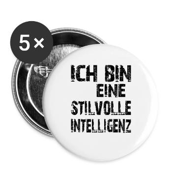 KI Spruch Ich bin eine stilvolle Intelligenz - Buttons groß 56 mm (5er Pack) - Weiß - Vorne