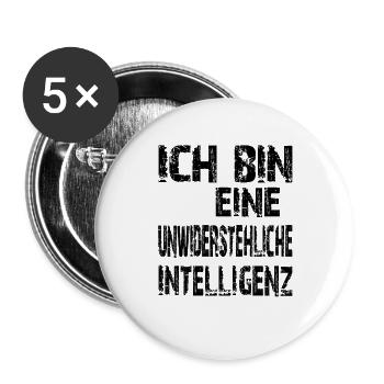 KI Spruch eine unwiderstehliche Intelligenz - Buttons groß 56 mm (5er Pack) - Weiß - Vorne