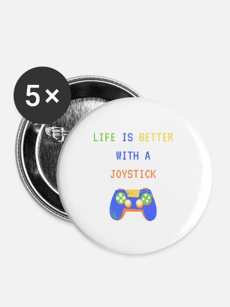 Kind Zocker zocken - Buttons groß 56 mm (5er Pack) - Weiß