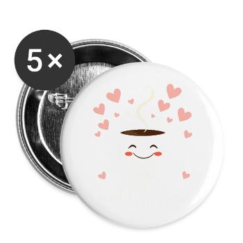 I Run on Coffee and Kindness Cozy Aesthetic Cute - Buttons large 2.2''/56 mm (5-pack) - white - Front