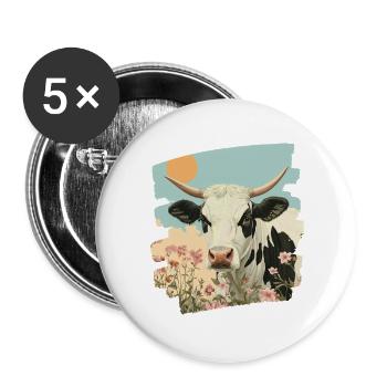 Éleveur de vaches - Lot de 5 grands badges (56 mm) - blanc - Devant