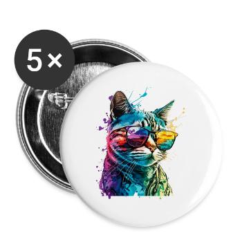 Cat Sunglasses Cool Splash Colorful Colorful - Buttons large 2.2''/56 mm (5-pack) - white - Front