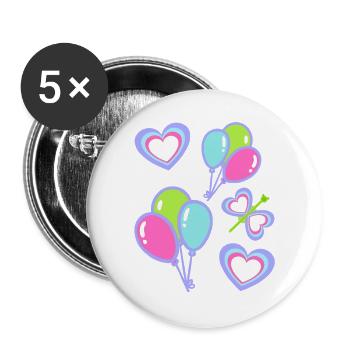 Enfants Coeur Coeurs Papillon Ballons Bébé - Lot de 5 grands badges (56 mm) - blanc - Devant