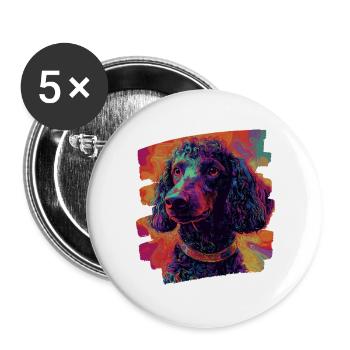 Pudel - Buttons groß 56 mm (5er Pack) - Weiß - Vorne