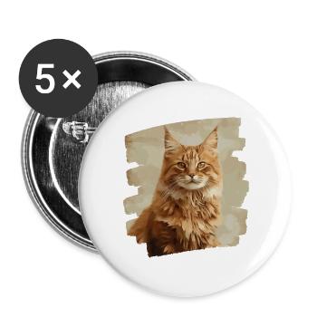 Maine Coon - Buttons groß 56 mm (5er Pack) - Weiß - Vorne