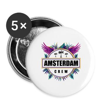 Amsterdam Crew Tropical - Lot de 5 grands badges (56 mm) - blanc - Devant