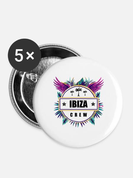 Ibiza Crew Tropisch - Buttons groß 56 mm (5er Pack) - Weiß