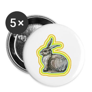 Bunny motif - Buttons large 2.2''/56 mm (5-pack) - white - Front